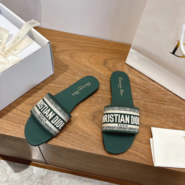 CD 26s Embroidered Sandals Canvas Cowhide 685496