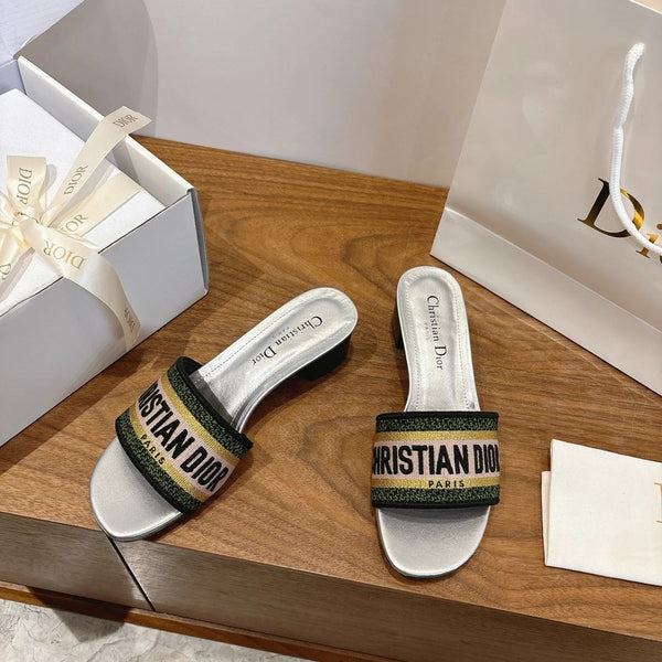 CD 26s Embroidered Sandals 45 Canvas Cowhide 685519