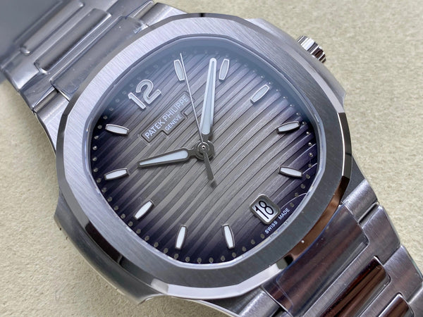 Patek Philippe Nautilus 35mm Black Gray Dial Sliver Case