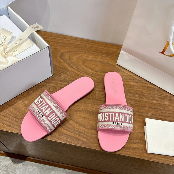 CD 26s Embroidered Sandals Canvas Cowhide 685496