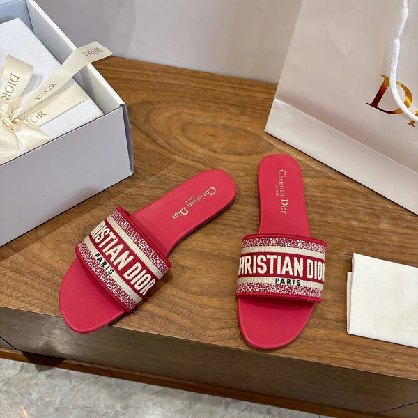 CD 26s Embroidered Sandals Canvas Cowhide 685496