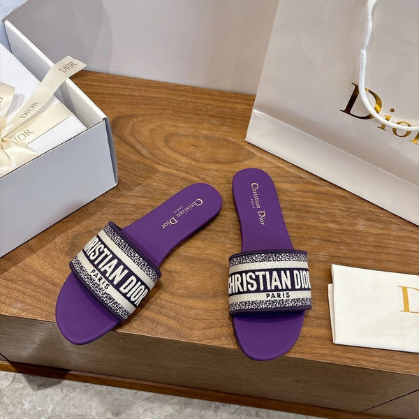 CD 26s Embroidered Sandals Canvas Cowhide 685496