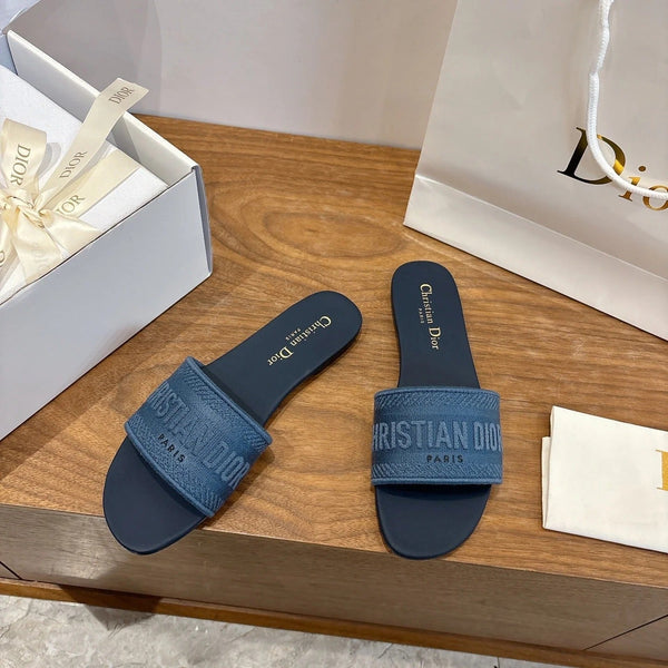 CD 26s Embroidered Sandals Canvas Cowhide 685496