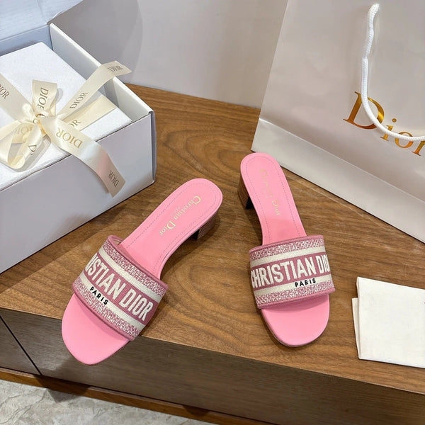 CD 26s Embroidered Sandals 45 Canvas Cowhide 685519