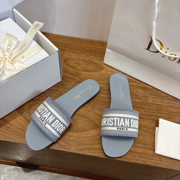 CD 26s Embroidered Sandals Canvas Cowhide 685496