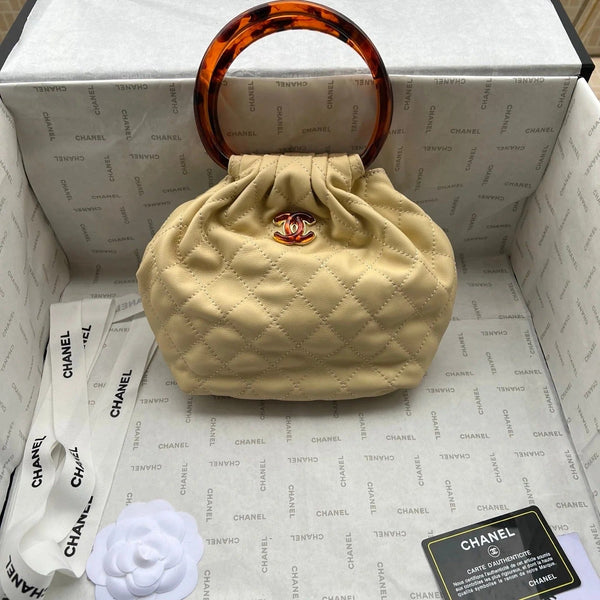 Chanel 2026 Tortoiseshell Handle Mini Bag 25cm Beige Lambskin