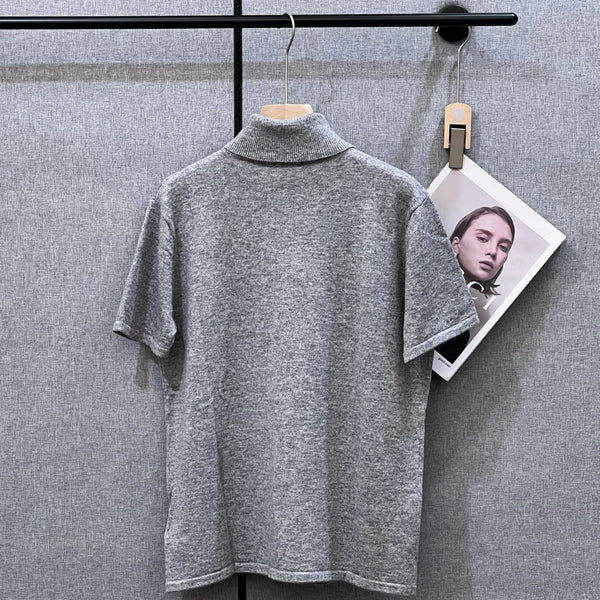 MIUMIU SHORT-SLEEVE TURTLENECK KNIT TOP STYLE 389