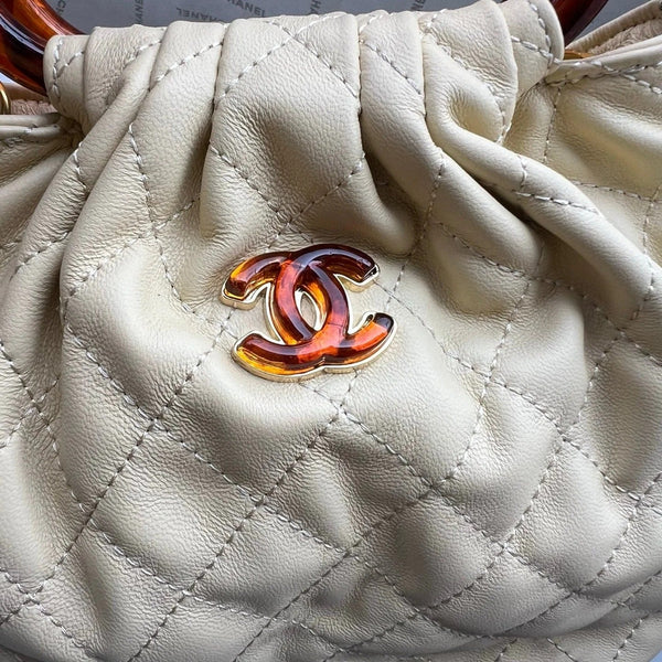 Chanel 2026 Tortoiseshell Handle Mini Bag 25cm Beige Lambskin
