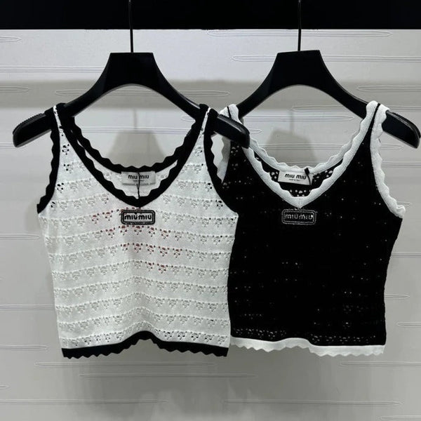 Miu 2026 Hollow-out Knitted Camisole Cotton 375026