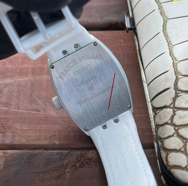 Franck Muller Vanguard 32mm Multicolor Flower Dial White Crocodial Leather