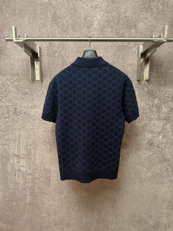 GC 2026 Men's Short-sleeved Polo Shirt Dark Blue Jacquard Fabric 643433
