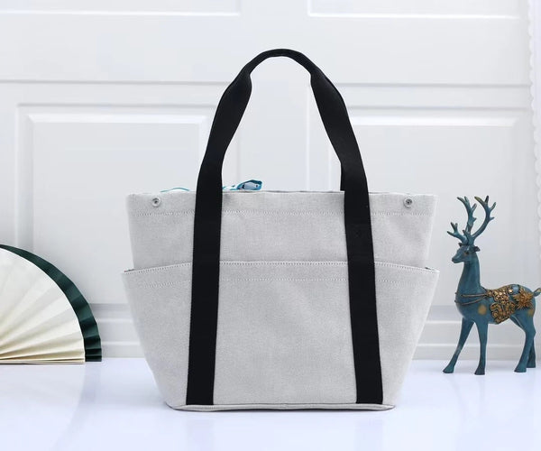 Hermes 2025 Cabriole Nappy Bag Light Gray mix Black Cotton