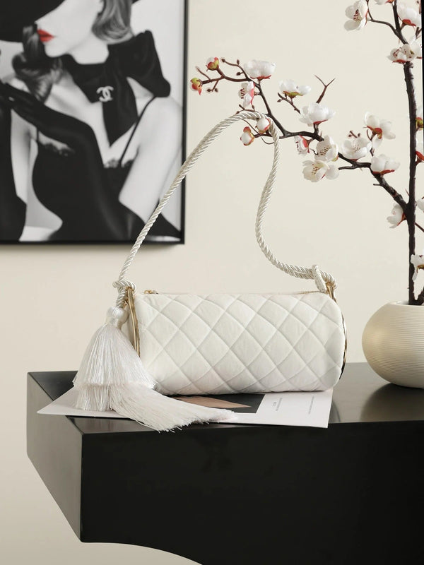 CC 2026 Clutch With Strap 23.5cm White Velvet Leather
