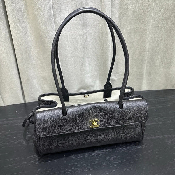 Chanel 2026 Shopping Bag 33cm Black Grained Calfskin