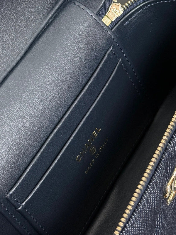 Chanel 2026 Vanity Case 19cm Blue Denim Leather