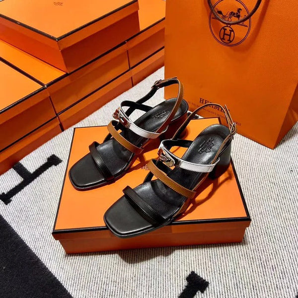 HM 2026 Eve Sandal Black Brown White Leather 545948