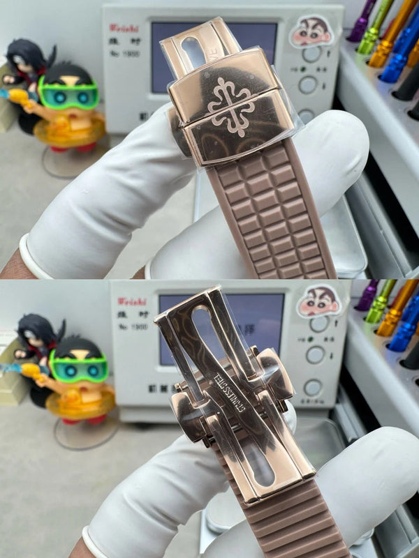 Patek Philippe Aquanaut 36mm Pink Gold Case Diamond Dial Nude Rubber Strap