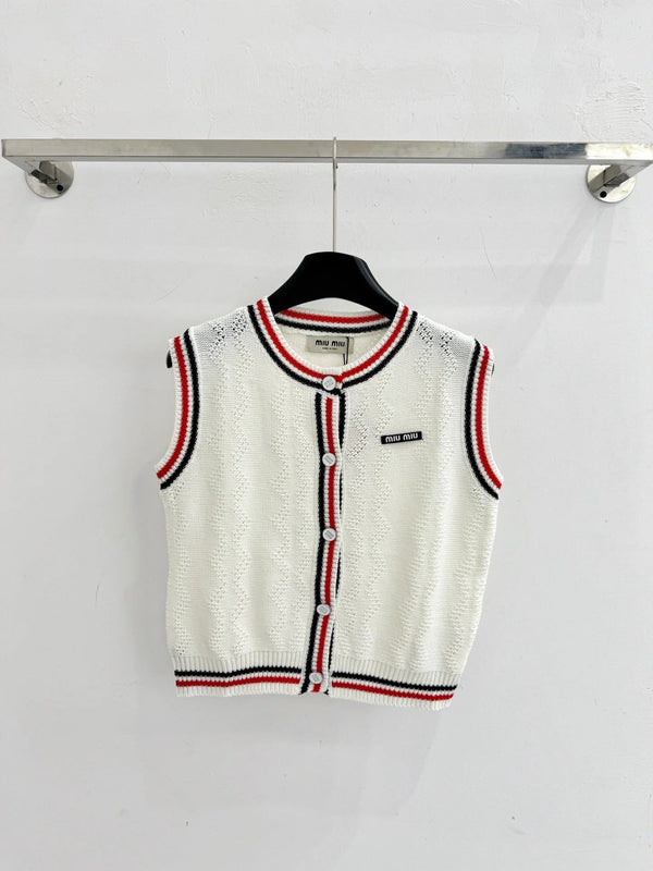Miumiu 2026 Gilet en maille rayé color-block Laine Cachemire 179476