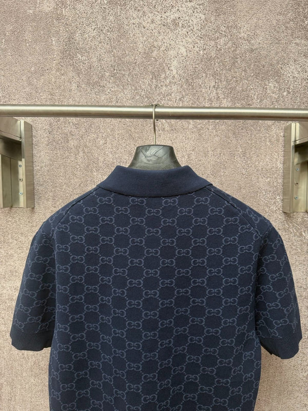 GC 2026 Men's Short-sleeved Polo Shirt Dark Blue Jacquard Fabric 643433