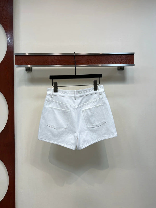 Chanel 2026 Short en jean taille haute coton blanc 360488