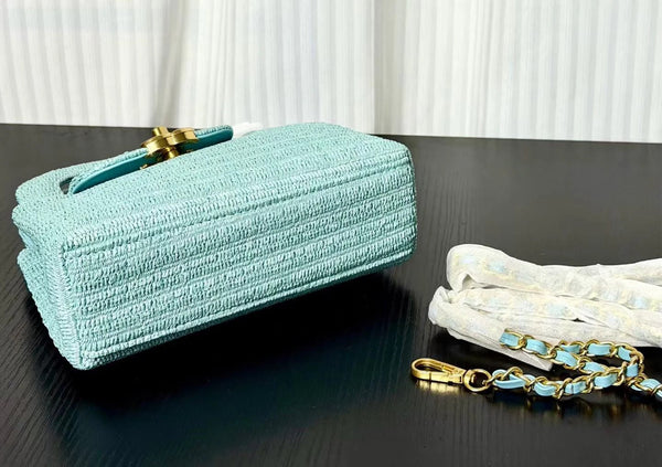 Chanel Kelly 2026 Bag 19cm Blue Woven Leather