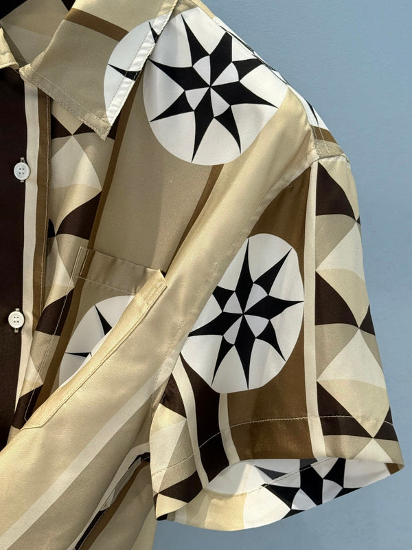 Loewe 25 Shirt Beige Brown Silk