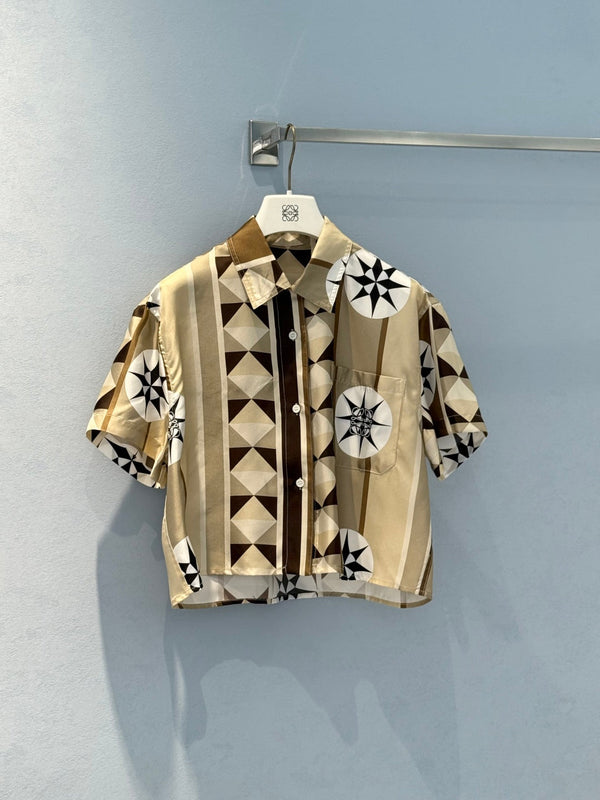 Camicia Loewe 25 Beige Marrone Seta