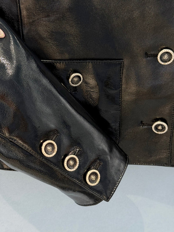 CC 25 Veste en cuir d'agneau noire