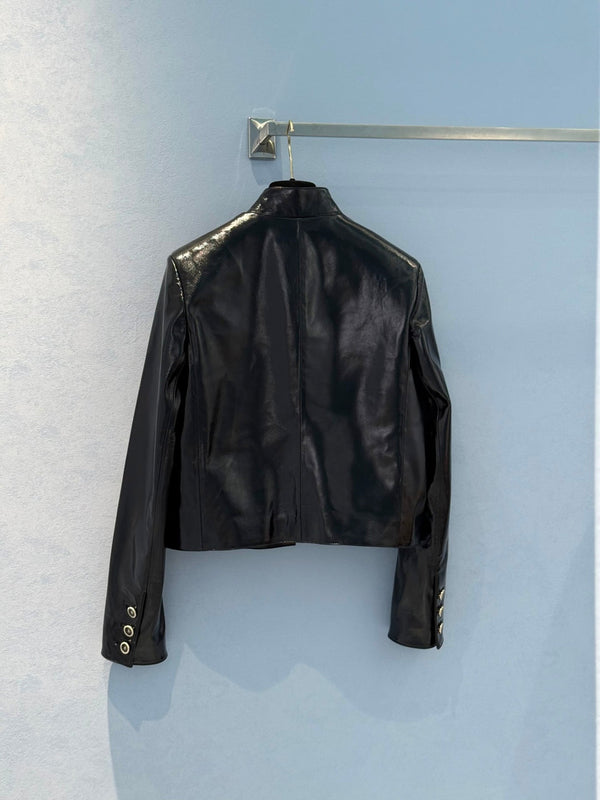 CC 25 Veste en cuir d'agneau noire