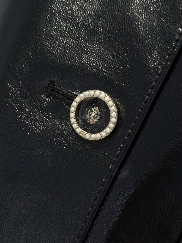 CC 25 Veste en cuir d'agneau noire