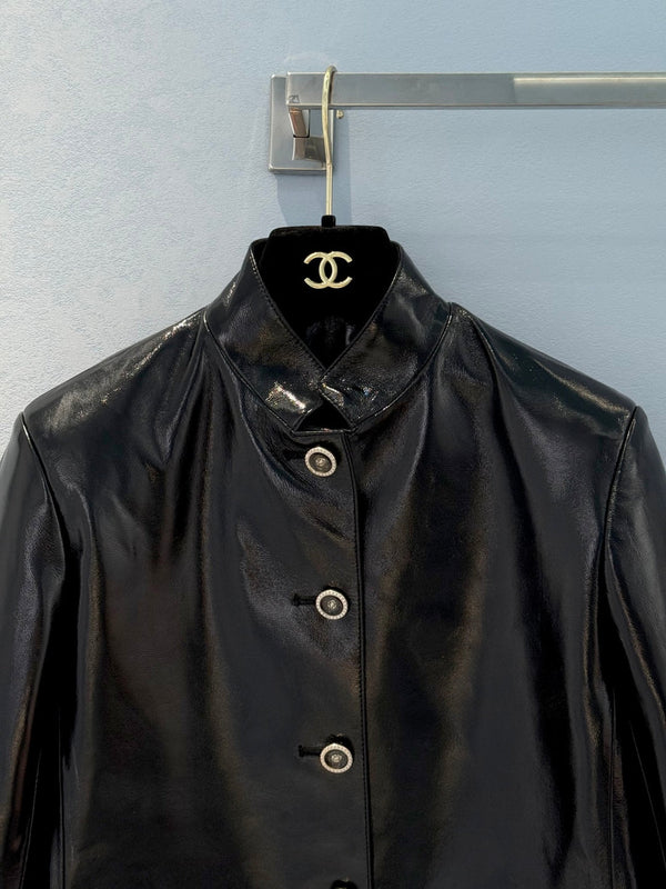 CC 25 Veste en cuir d'agneau noire