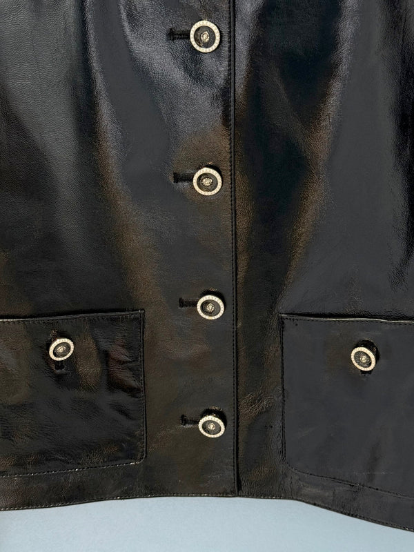 CC 25 Veste en cuir d'agneau noire