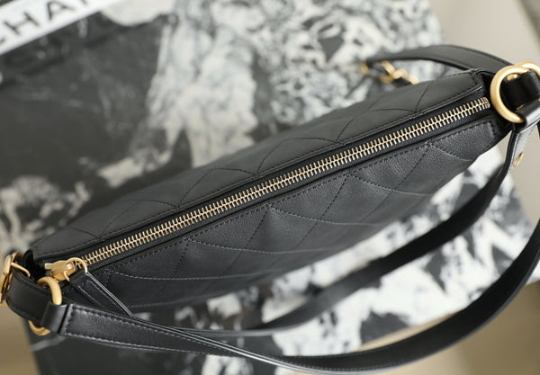 Chanel 25s Hobo Backpack Small Black Calfskin 340195