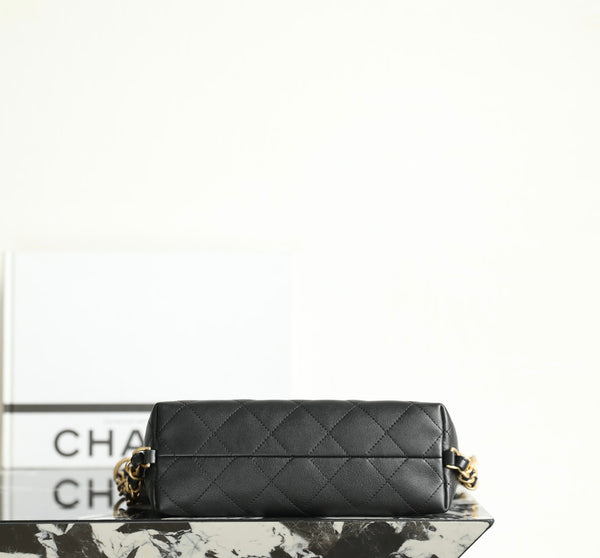 Chanel 25s Hobo Backpack Small Black Calfskin 340195