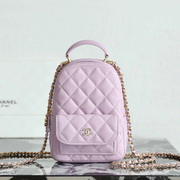 Zaino Chanel Mini in pelle di vitello rosa viola 335680