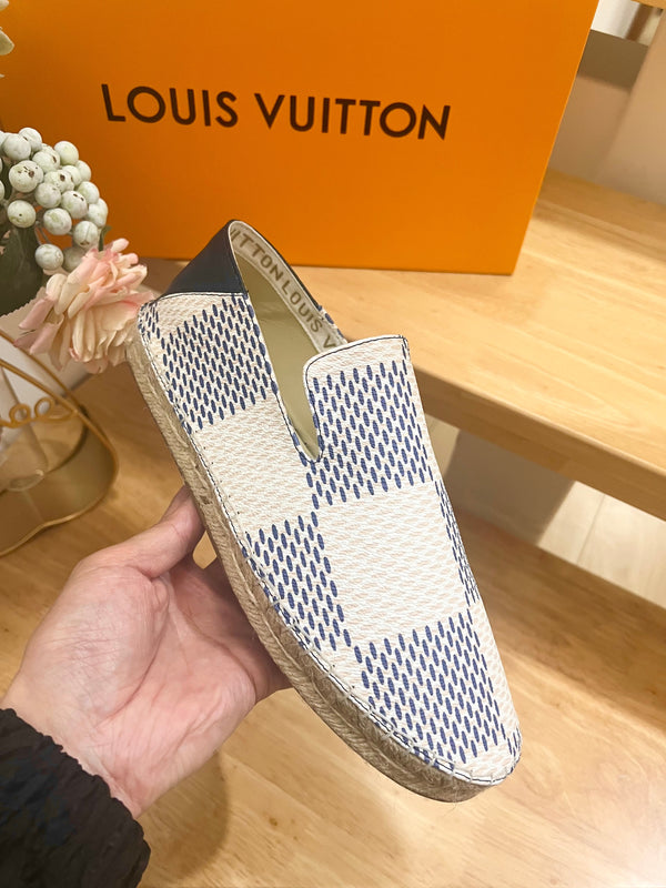 Bidart Espadrilles in Blue Damier jacquard fabric 240630