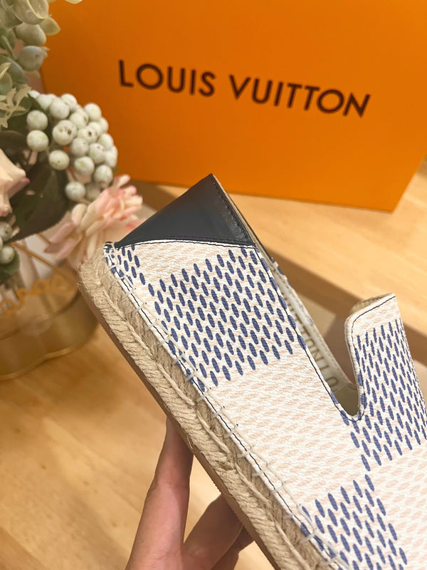 Bidart Espadrilles in Blue Damier jacquard fabric 240630