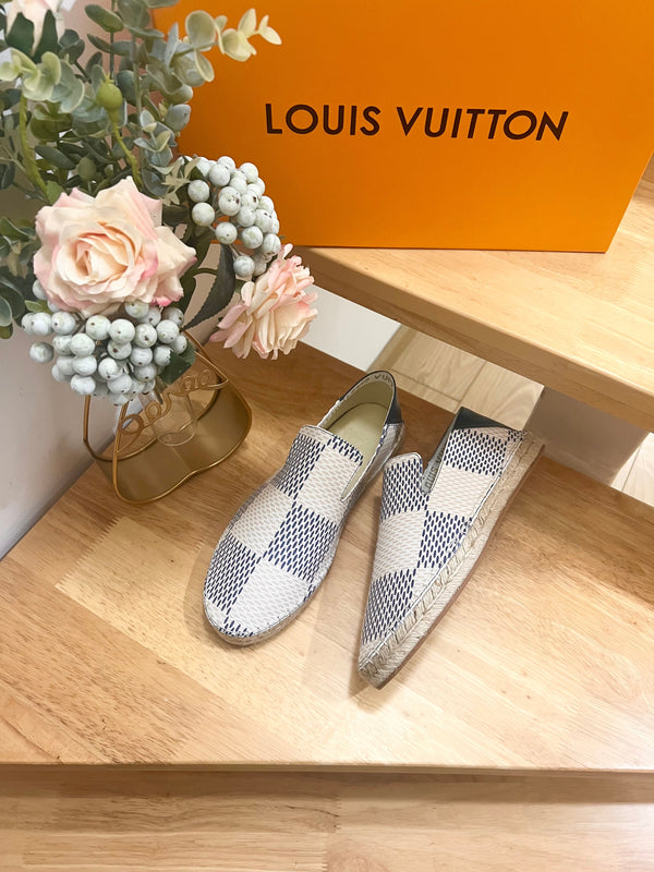 Bidart Espadrilles in Blue Damier jacquard fabric 240630