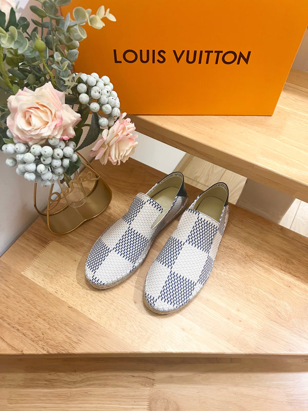 Bidart Espadrilles in Blue Damier jacquard fabric 240630