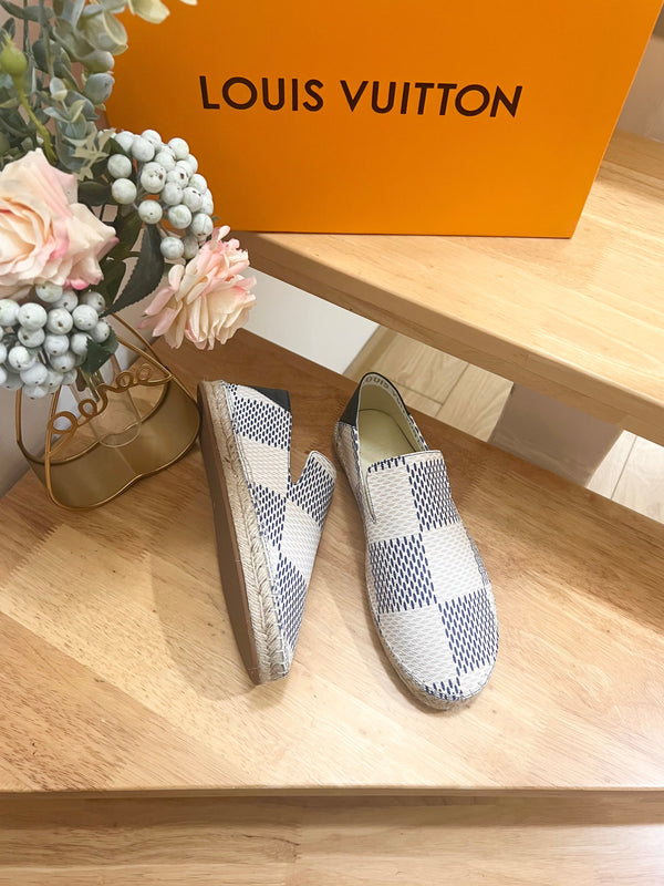 Bidart Espadrilles in Blue Damier jacquard fabric 240630