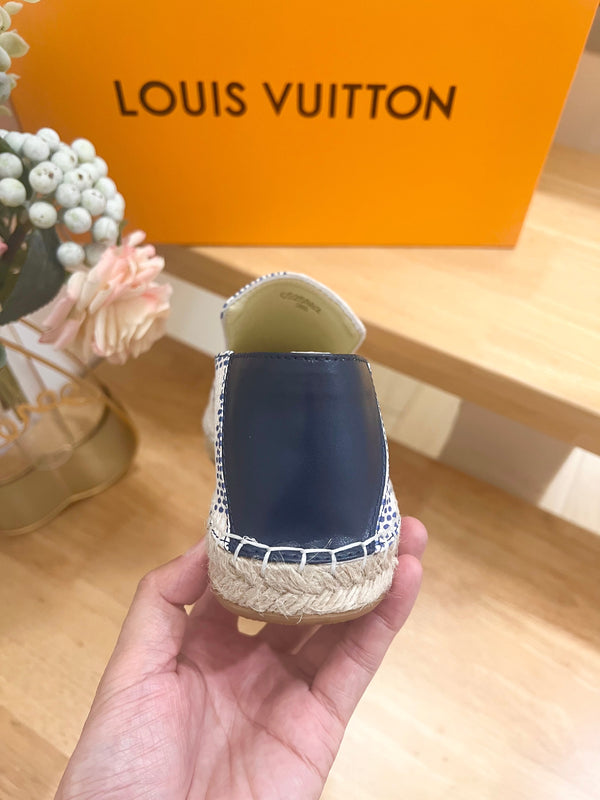 Bidart Espadrilles in Blue Damier jacquard fabric 240630