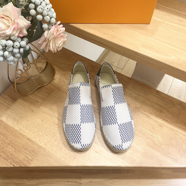 Bidart Espadrilles in Blue Damier jacquard fabric 240630