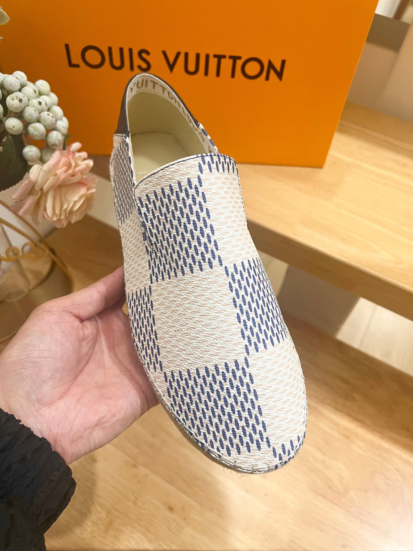 Bidart Espadrilles in Blue Damier jacquard fabric 240630