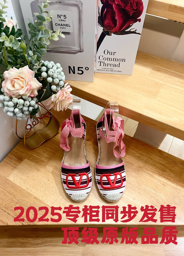 Valentino Espadrille Wedges Multicolor Canvas 240575