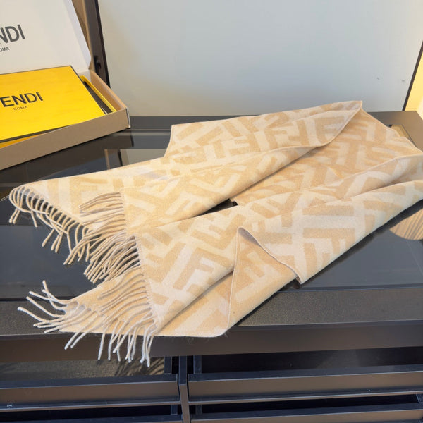 FF 170CM Scarf Beige White Cashmere 104068