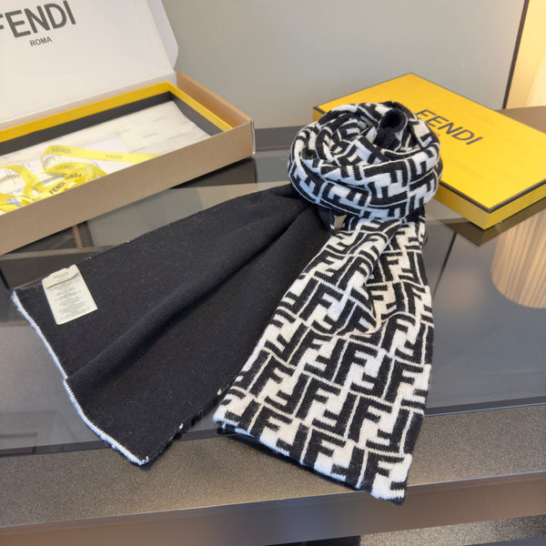 FF 180CM Two-tone White Black Wool Cashmere 103885