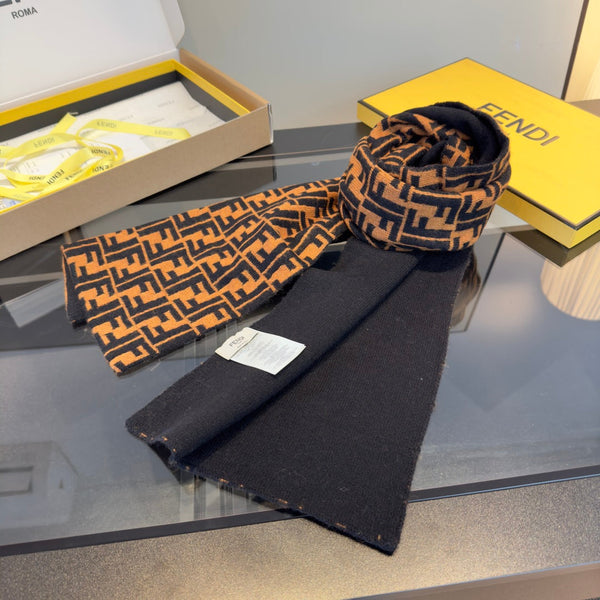 FF 180CM Two-tone Camel Black Wool Cashmere 103886