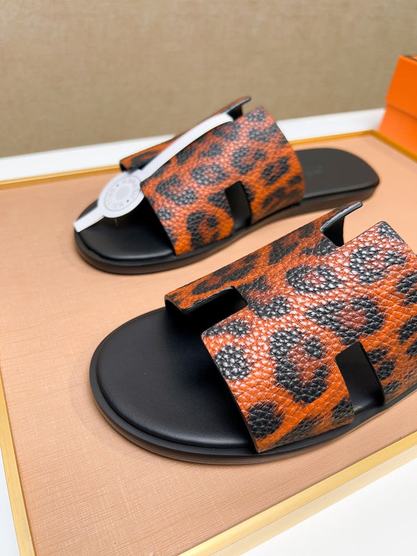 HM Men's Izmir Slide Orange Black Cowhide 743930