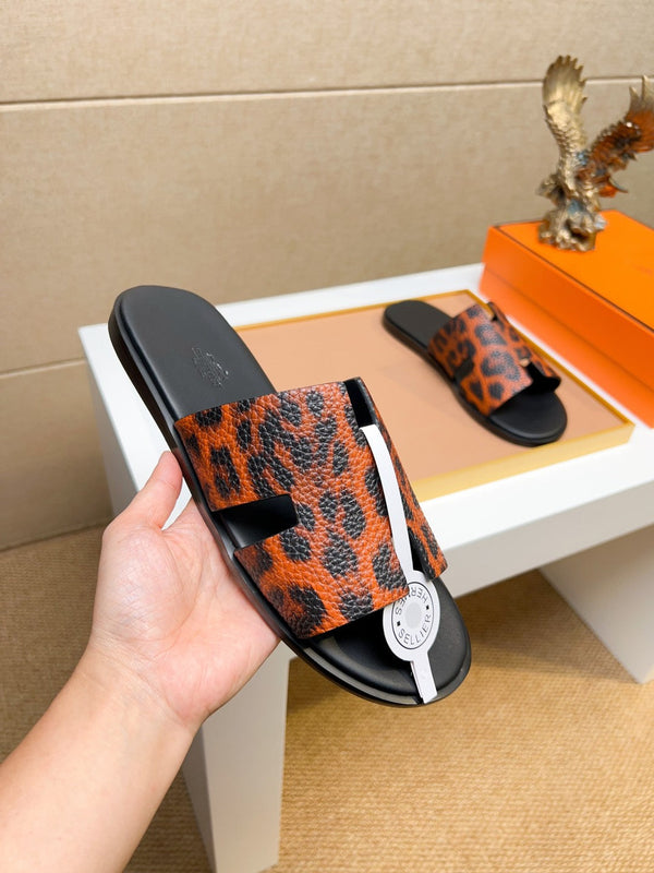 HM Men's Izmir Slide Orange Black Cowhide 743930