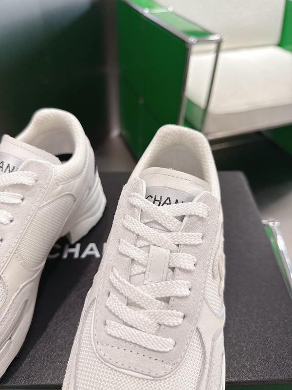 Chanel Low-Top Sneakers 30mm Off-White Calfskin Leather and Mesh 507542